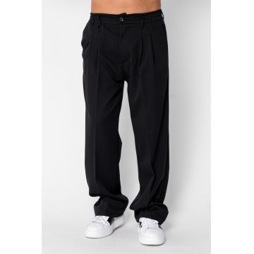 Pantalon lung larg cu nasture Black 22023 - Negru