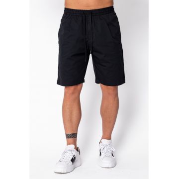 Pantaloni scurti cu snur din bumbac Black 22134 - Negru