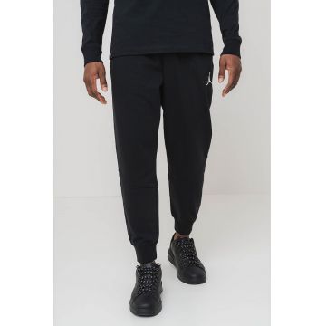 Pantaloni sport cu snur in talie - Negru/Alb optic