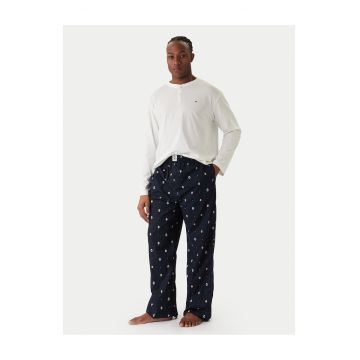 Pijama barbateasca  ecru - bleumarin -