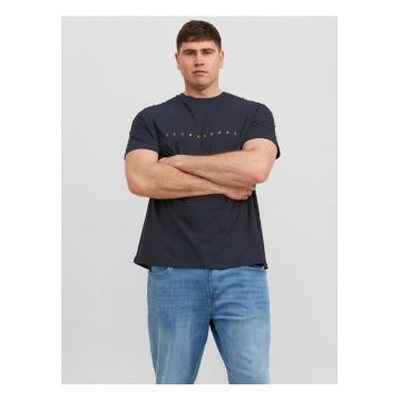 Plus Tricou cu logo - barbati big sizes - din bumbac organic - Standard Fit - Bleumarin inchis