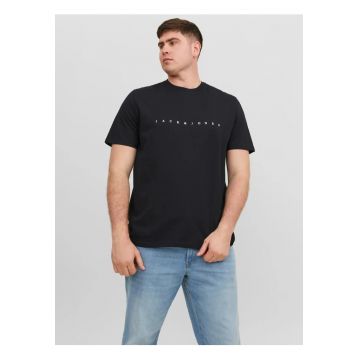 Plus Tricou cu logo - barbati big sizes - din bumbac organic - Standard Fit - Negru