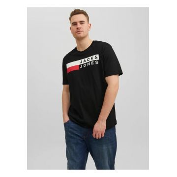 Plus Tricou la baza gatului - barbati big sizes - din bumbac organic - Regular Fit - Negru -