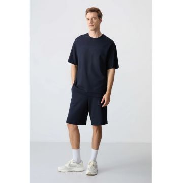 Set Active -  Tricou si Sort Supradimensionat - Albastru Marin - Amestec de Bumbac -