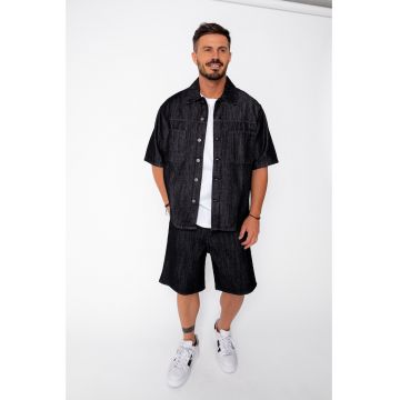 Set camasa si pantalon scurt din denim Black 21934 - Negru