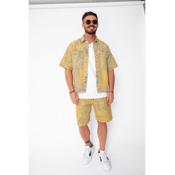 Set camasa si pantalon scurt din denim Blue/Yellow 21990 - Galben/Albastru