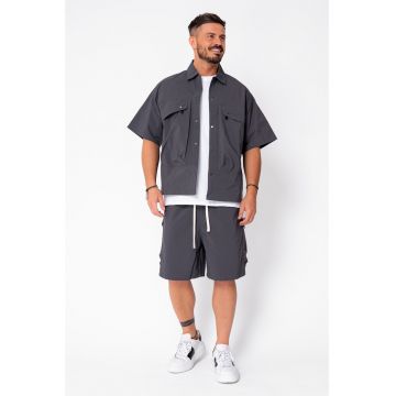 Set camasa si pantalon scurt din fas Grey Anthracite 21938