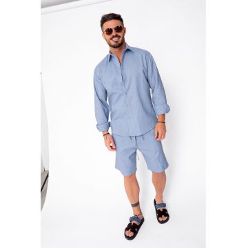 Set Lino 100% In camasa si pantalon scurt Premium Edition Storm Blue 21760 - Storm Blue