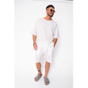 Set Lino 100% In Tricou si pantalon scurt Off White Premium Edition New 21837