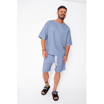 Set Lino 100% In Tricou si pantalon scurt Storm Blue Premium Edition New 21841 - Storm Blue