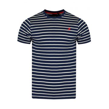 Tricou barbat - U.S. GRAND POLO - bleumarin/alb - bumbac