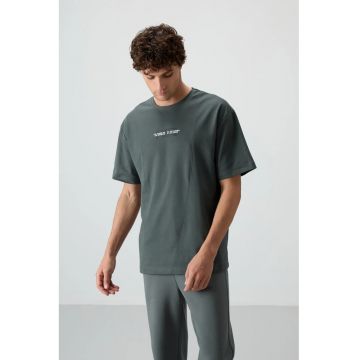 Tricou barbatesc  supradimensionat - elastic - gri antracit - amestec de bumbac