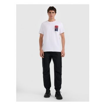 Tricou barbati  bumbac - confortabil - alb. cu imprimeu