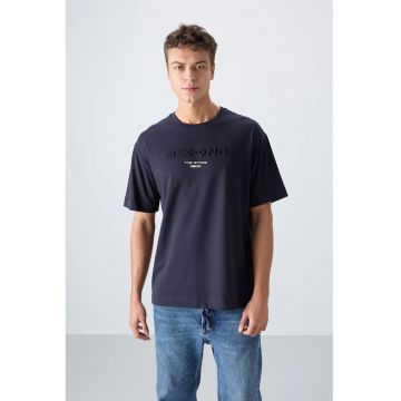 Tricou barbati -  supradimensionat - albastru marin - bumbac-poliester