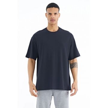 Tricou Barbati -  supradimensionat - guler rotund - Negru - amestec bumbac-poliester