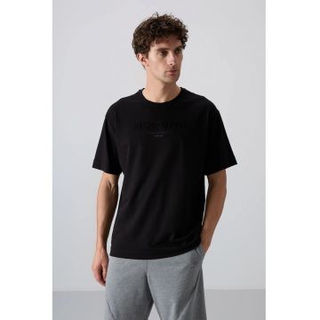 Tricou Barbati -  supradimensionat - negru - bumbac-poliester
