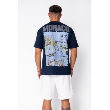Tricou Monaco imprimat Navy 22119 - Bleumarin