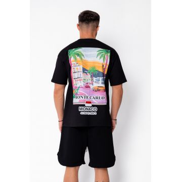 Tricou Monte Carlo imprimat Black 22109 - Negru