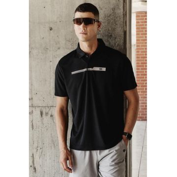 Tricou polo  barbati - negru - 100% poliester - cu nasturi