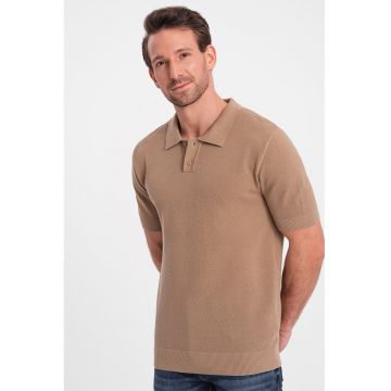 Tricou polo din bumbac pique 2 - Maro nisip