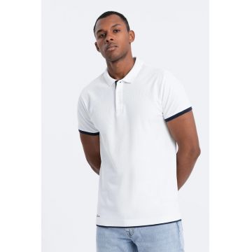 Tricou polo din bumbac pique - Alb optic