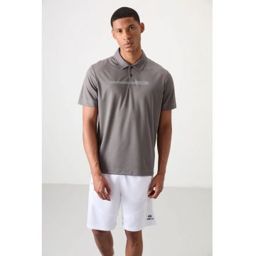 Tricou polo -  gri ardezie - 100% poliester - pentru barbati