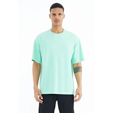 Tricou  supradimensionat - 80% bumbac - verde menta - pentru barbati