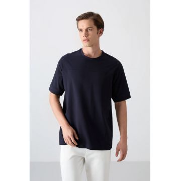 Tricou  supradimensionat - elastic - albastru marin pentru barbati