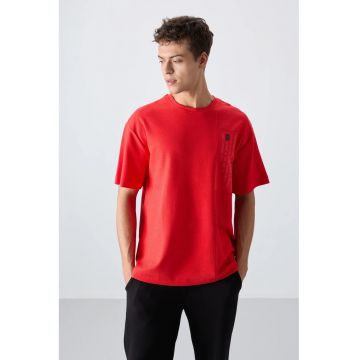 Tricou  supradimensionat - rosu - bumbac/poliester