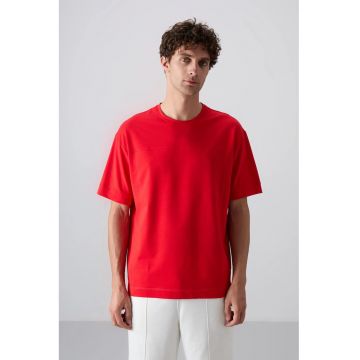 Tricou supradimensionat -  rosu - elastic - bumbac-poliester-lycra