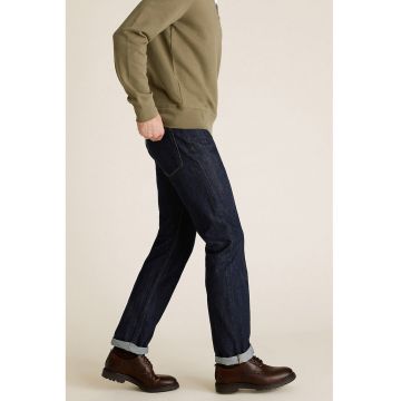 Blugi regular fit cu cusaturi contrastante - Albastru indigo inchis