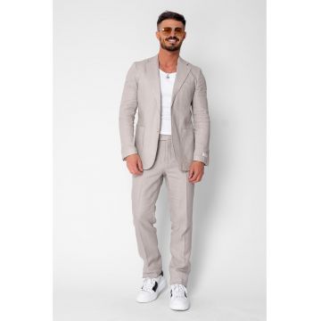 Costum din 100% IN sacou si pantalon lung Taupe 21765 - Maro taupe