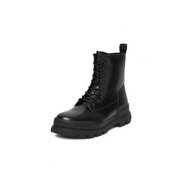Ghete barbati  piele naturala - negru - cu fermoar  - rotund