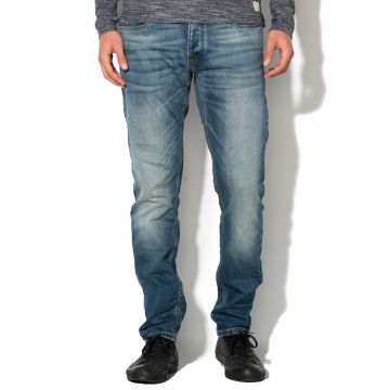 Jack&Jones - Blugi albastri comfort fit cu aspect uzat