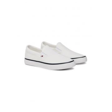 Mocasini  textil - alb
