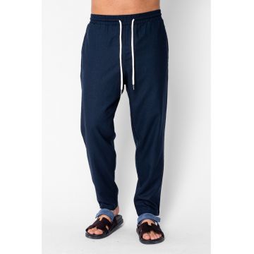 Pantaloni lungi din IN cu snur Navy 21785 - Bleumarin