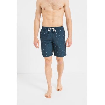 Pantaloni scurti de baie cu snur de ajustare si buzunare - Bleumarin