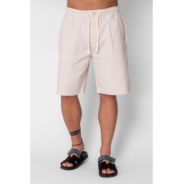 Pantaloni scurti din IN cu nasture si snur Beige 21801 - Bej