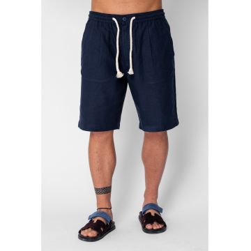 Pantaloni scurti din IN cu nasture si snur Navy 21797 - Bleumarin