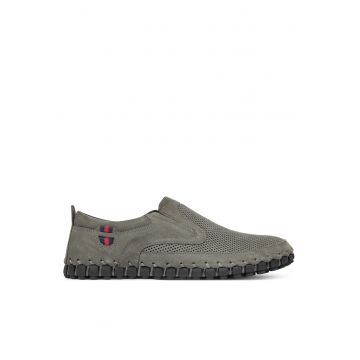 Pantofi barbati -  ghete - piele naturala - gri