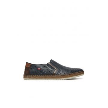 Pantofi barbati -  model B5297-14 - piele naturala - albastru inchis