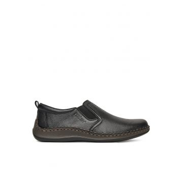 Pantofi barbati -  semi-inalti - piele naturala - negru -