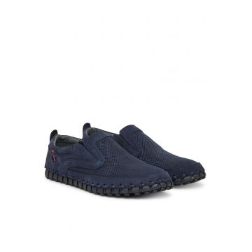 Pantofi barbati -  semiformal - piele naturala - albastru