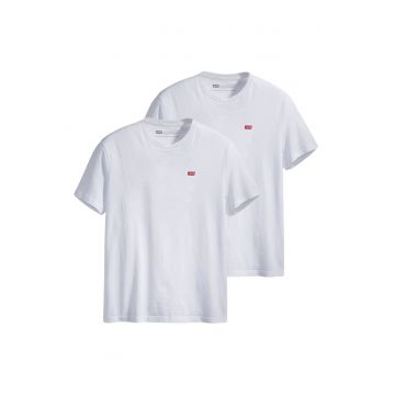 Set de tricouri din bumbac cu logo brodat discret - 2 piese - Alb