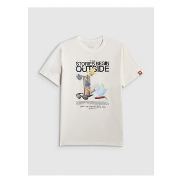 TRICOU BARBATESC ALB REGULAR CU IMPRIMEU