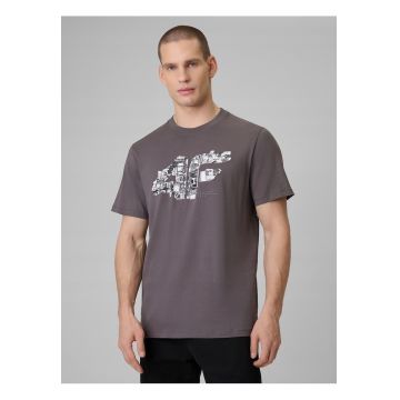 Tricou barbati  gri regular cu imprimeu - bumbac