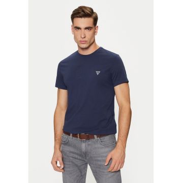 Tricou barbati  slim fit - bleumarin - bumbac