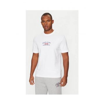 Tricou din bumbac cu imprimeu pe piept 50197 - Alb