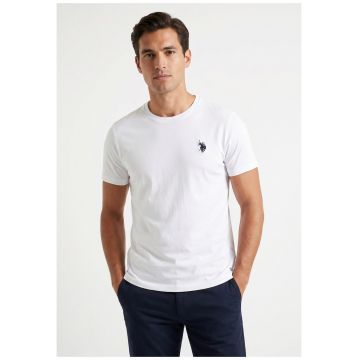 Tricou slim fit cu logo brodat - Alb