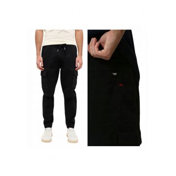 Blugi Barbati -  Paris Jogger Cargo - Marime W32-L32 - Negru - Regular Fit - Bumbac - Design Clasic Casual - Lungi - Ideal Pentru Uz Zilnic